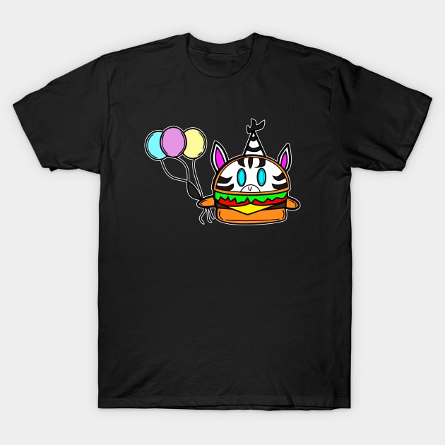 Happy Birthday Party Zebra Cheeseburger T-Shirt by MaystarUniverse